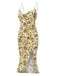 Yellow 1930s Roses Cowl Neck Fishtail Ruched Dress, vintage dress, retro fashion - perfect for women who love vintage and retro fashion