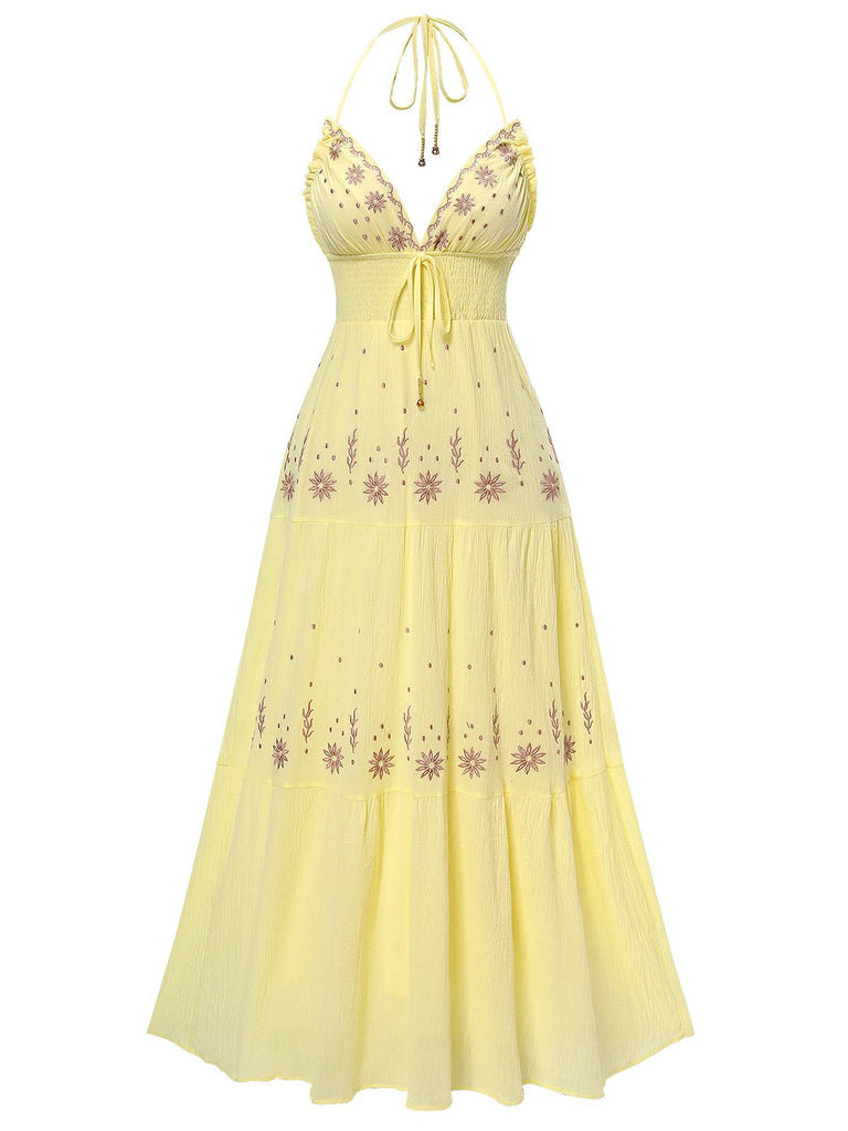 1930s VNeck Embroide Floral Dress | 1930s | vintage dress, retro fashion