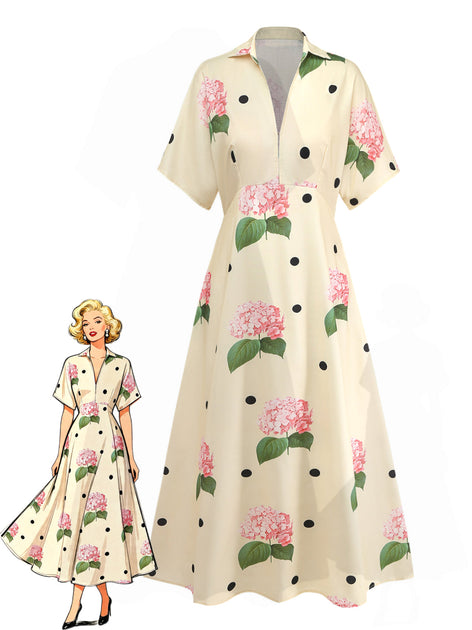 1940 style dress Women's Floral V-Neck Long Yellow extended:288083 This is a general Blue's Backyard Ballgame Bonanza Size:EU 44 / US 11