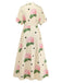 Yellow 1940s Fitted Waist Print V-Neck Long Dress - vintage dress, retro fashion