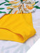 Yellow 1940s Floral Patchwork One-Piece Swimsuit — vintage elegance for the modern woman