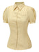 Yellow 1940s Lapel Puff Sleeve Solid Blouse: timeless style reimagined