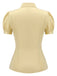 Yellow 1940s Lapel Puff Sleeve Solid Blouse — vintage elegance for the modern woman