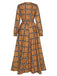 [Pre-Sale] Yellow 1940s Plaid Smocked Lace-Up Dress, vintage dress, retro fashion, lace detail - perfect for women who love vintage and retro fashion