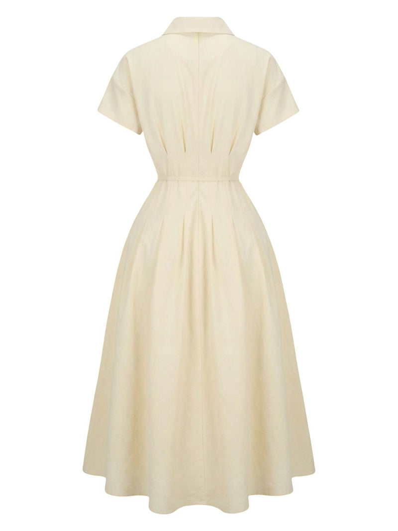 Women's Shirt Collar Button up Midi Shirtwaist Dress Yellow Women's Shirt Collar Button up Midi Shirtwaist Dress Yellow