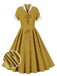 She slips into this Yellow 1950s Bow Striped Swing Dress and suddenly it's a 1950s daydream
