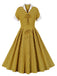 Yellow 1950s Bow Striped Swing Dress: where 1950s romance meets her modern spirit