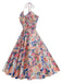 [Pre-Sale] Yellow 1950s Cotton Halter Floral Print Dress, vintage dress, retro fashion, rockabilly, pin-up fashion - perfect for women who love vintage and retro fashion