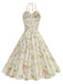 [Pre-Sale] Yellow 1950s Cotton Halter Floral Print Dress, vintage dress, retro fashion, rockabilly, pin-up fashion - perfect for women who love vintage and retro fashion