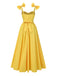 This Yellow 1950s Heart Neck Bow-Strap Tiered Dress wraps her in 1950s elegance, one twirl at a time