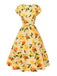 This Yellow 1950s Hydrangea Floral Ruched Dress wraps her in 1950s elegance, one twirl at a time