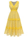 Yellow 1950s Lace Patchwork Polka Dots Dress, vintage dress, retro fashion, rockabilly, pin-up fashion - perfect for women who love vintage and retro fashion