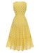 Yellow 1950s Lace Patchwork Polka Dots Dress, vintage dress, retro fashion, rockabilly, pin-up fashion - perfect for women who love vintage and retro fashion