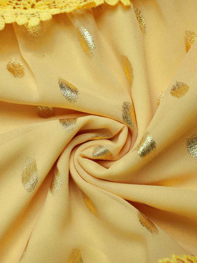 Yellow 1950s Lace Patchwork Polka Dots Dress: where 1950s romance meets her modern spirit