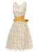 Yellow 1950s Mesh Patchwork Swing Dress, vintage dress, retro fashion, rockabilly, pin-up fashion - perfect for women who love vintage and retro fashion