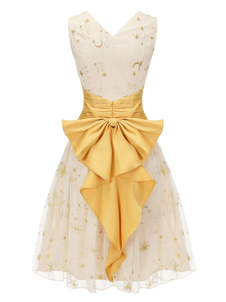 Yellow 1950s Mesh Patchwork Swing Dress, vintage dress, retro fashion, rockabilly, pin-up fashion - perfect for women who love vintage and retro fashion