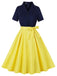 She slips into this Yellow 1950s Patchwork Shirt Collar Swing Dress and suddenly it's a 1950s daydream