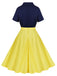 Yellow 1950s Patchwork Shirt Collar Swing Dress: where 1950s romance meets her modern spirit