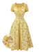 Yellow 1950s Plaid Rose Panel Raglan Dress, vintage dress, retro fashion, rockabilly, pin-up fashion - perfect for women who love vintage and retro fashion
