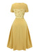 Yellow 1950s Plaid Rose Panel Raglan Dress, vintage dress, retro fashion, rockabilly, pin-up fashion - perfect for women who love vintage and retro fashion