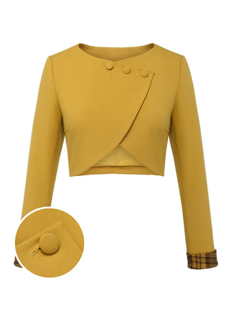 Yellow 1950s Solid Button Short Coat, vintage coat, retro outerwear - perfect for women who love vintage and retro fashion