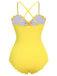 Yellow 1950s Spaghetti Strap One-Piece Swimsuit, vintage swimsuit, pin-up swimwear - perfect for women who love vintage and retro fashion