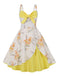 Yellow 1950s Strap Floral Patchwork Contrast Dress: timeless style reimagined
