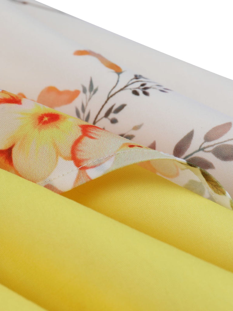 Yellow 1950s Strap Floral Patchwork Contrast Dress: timeless style reimagined