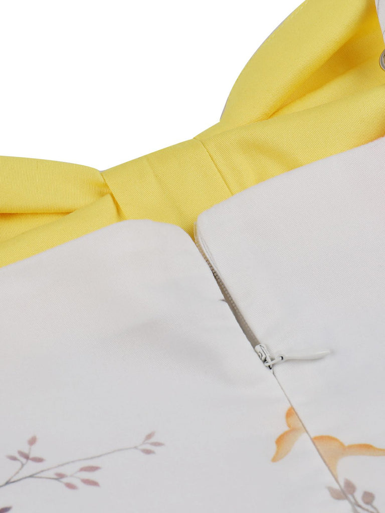 Yellow 1950s Strap Floral Patchwork Contrast Dress — vintage elegance for the modern woman