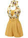 Detail view: 1950s Yellow 1950s Sunflower Halter Romper, perfect for vintage themed parties and retro fashion enthusiasts