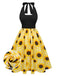 Yellow 1950s Sunflower Plaid Halter Dress, vintage dress, retro fashion, rockabilly, pin-up fashion - perfect for women who love vintage and retro fashion