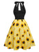 Yellow 1950s Sunflower Plaid Halter Dress, vintage dress, retro fashion, rockabilly, pin-up fashion - perfect for women who love vintage and retro fashion