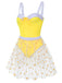 Yellow 1950s Suspender Swimsuit & Daisy Cover-Up, vintage swimsuit, pin-up swimwear - perfect for women who love vintage and retro fashion