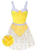 Yellow 1950s Suspender Swimsuit & Daisy Cover-Up, vintage swimsuit, pin-up swimwear - perfect for women who love vintage and retro fashion