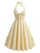 Yellow-1950s-Textured-Jacquard-Halter-Dress, vintage, retro, dress