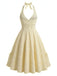 Yellow-1950s-Textured-Jacquard-Halter-Dress, vintage, retro, dress