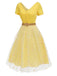 Yellow 1950s V-Neck Daisy Mesh Dress, vintage dress, retro fashion, rockabilly, pin-up fashion - perfect for women who love vintage and retro fashion