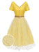 Yellow 1950s V-Neck Daisy Mesh Dress, vintage dress, retro fashion, rockabilly, pin-up fashion - perfect for women who love vintage and retro fashion