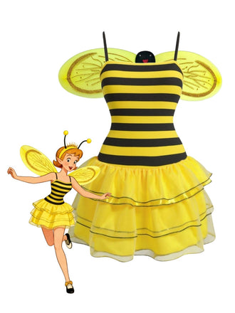 Yellow 1960s Bee Cosplay Costume Set - vintage fashion, retro style