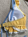 Yellow 1960s Color Block Lace Bikini Set, vintage swimsuit, pin-up swimwear - perfect for women who love vintage and retro fashion