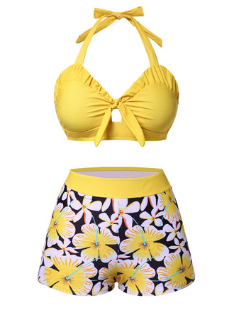 1960s Floral Backless Halter Hollow | 1960s | vintage swimsuit, retro beachwear