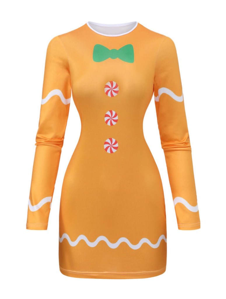 Yellow 1960s Gingerbread Cosplay Dress - vintage dress, retro fashion