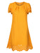 She slips into this Yellow 1960s Hollow A-Line Solid Dress and suddenly it's a 1960s daydream