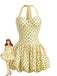 Yellow 1960s Polka Dot Halter Bud Dress, vintage dress, retro fashion - perfect for women who love vintage and retro fashion