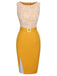 Yellow 1960s Solid Lace Patchwork Belt Dress, vintage dress, retro fashion, lace detail - perfect for women who love vintage and retro fashion