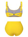 This Yellow 1960s Spaghetti Strap Backless Solid Swimsuit carries 1960s vacation dreams in every stitch