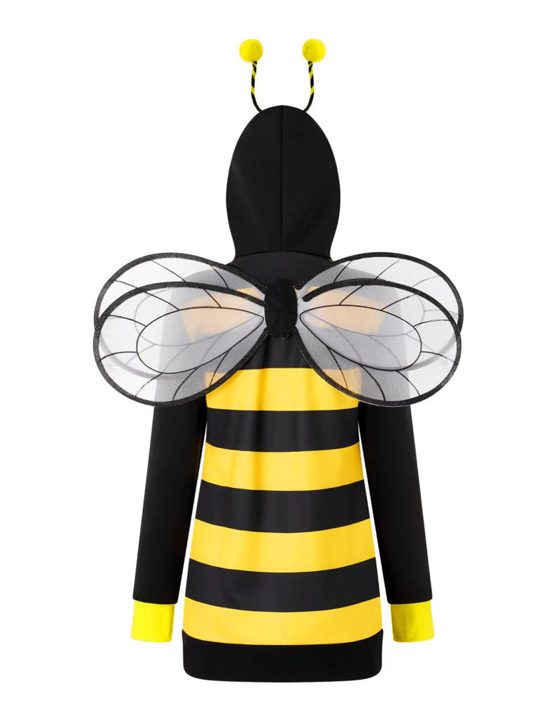 Yellow 1960s Striped Bee Cosplay Hooded Dress - vintage dress, retro fashion