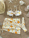 Yellow 1970s Bikini Set Cover Up 3PCS, vintage swimsuit, pin-up swimwear - perfect for women who love vintage and retro fashion