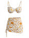 Yellow 1970s Bikini Set Cover Up 3PCS, vintage swimsuit, pin-up swimwear - perfect for women who love vintage and retro fashion