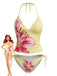 Yellow 1970s Bikini Set Print Swimsuit